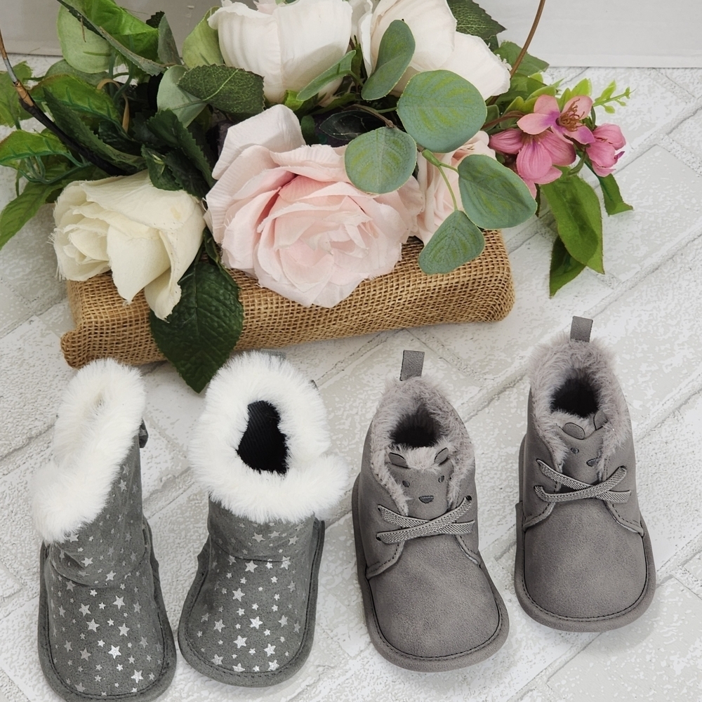 Gray Kids Shoes with Star Pattern